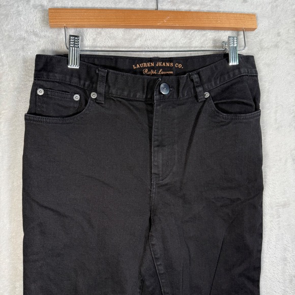 Lauren Jeans Co Ralph Lauren Womens Black Denim Straight Leg Pants Size 8P - Picture 4 of 13